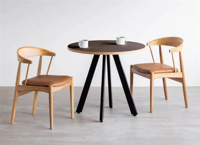 咖啡店簡約風休閑實木小圓桌